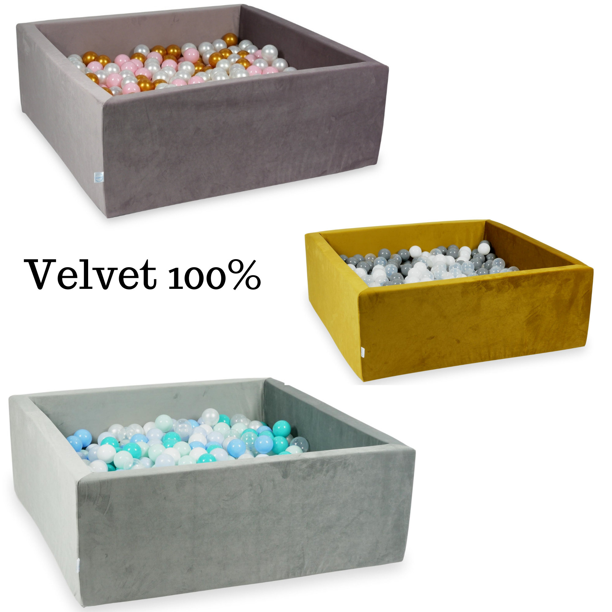 MISIOO Ballenbad – 90 Cm – 30 Cm Hoog – Met 150 Ballen – Zacht Velours – Voor Kinderen – Machinewasbaar – Inblikbaar En Veilig