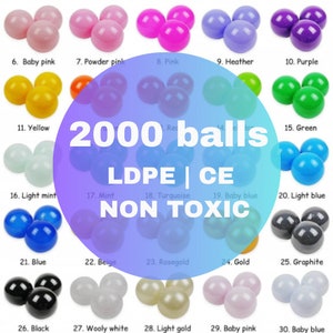 2000 Balls for ballpit, 35 colors - 2.76&quot; (7 cm), Plastic balls, non-toxic, soft ball pit child, toddler gifts, activity toy,