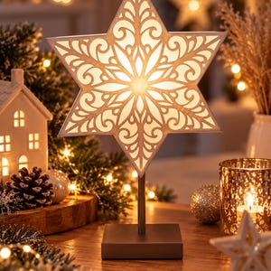 Stern aus holz beleuchtet