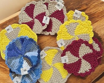 Katoenen onderzetter van designerkwaliteit ~ Verfijnde gehaakte drankmatten met achterkant van kurk