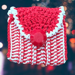 Monedero rojo/blanco para quienes aman los accesorios. Fabricado con algodón de alta calidad. Regalo de funcionalidad y estilo en una pequeña bolsa