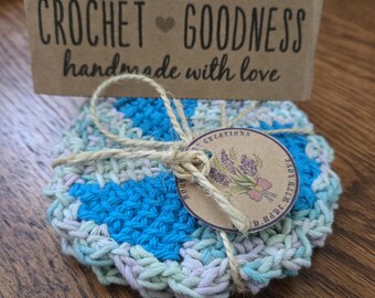 Katoenen onderzetter van designerkwaliteit ~ Verfijnde gehaakte drankmatten met optionele achterkant van kurk *Op bestelling gemaakt*