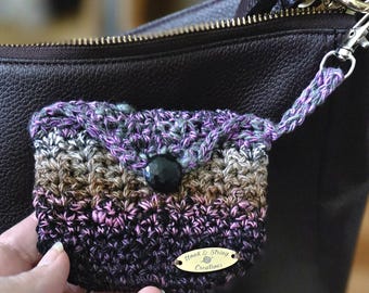 Refined Fibers Crochet Card Wallet ~ Keychain Pouch with Button Closure