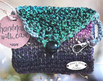 Refined Fibers Crochet Card Wallet  ~ Keychain Pouch with Button Closure