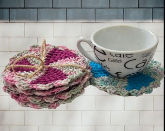 Refined Cotton Crochet Coaster |  Modern Drink Coaster | Made to Order