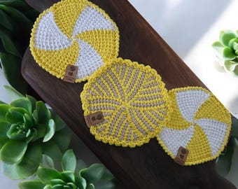Refined Cotton Pot Holder Set ~ Crochet Hot Pad/Trivet ~ Farmhouse Kitchen Decor