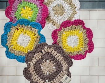 Refined Cotton Crochet Coaster |  Modern Square Drink Coaster | Curated Range of Colors
