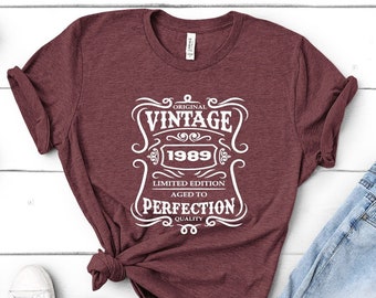 35th Birthday Shirt of 2024, Vintage 1989 Limited Edition Aged Shirt, 35th Birthday Gift For Women, 35th Birthday Vintage T-Shirt Men