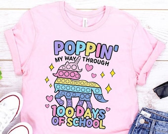 100 Days of School Shirt: Unicorn Pop-It Fidget T-Shirt