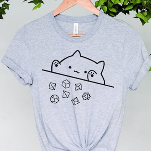 Cat Dice Throwing T-Shirt: DnD RPG Gamer Tee