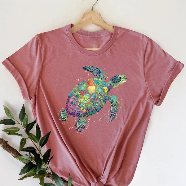 Sea Turtle Shirt,Turtle Lover Gift,Ocean Animal Shirt,Marine Life Shirt,Ocean Animals Lover Tee,Save the Turtles Shirt,Colorful Turtle Shirt