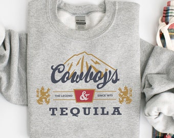 Western Cowboy Shirt - Cowboys and Tequila Trendy Sweatshirt - Cowboy Concert Shirt - Cowgirl Rodeo Shirt  Country Music