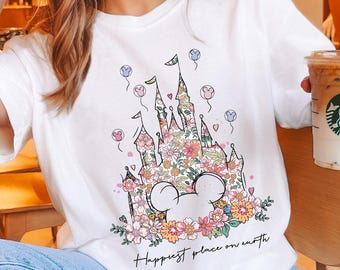 Comfort Colors Happiest Place On Earth Shirt, Disneyland Castle Trip Shirt, Disney Vacation Tee