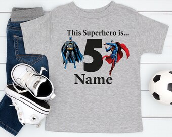 Custom Superheroes Birthday Shirt,Personalized Name Age Birthday Shirt,Personalized Kid Birthday T-Shirt,Custom Best Heroes Birthday Shirt