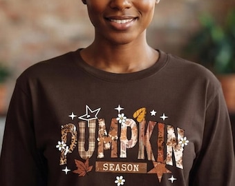 Comfort Colors Pumpkin Season Shirt: Retro Fall Graphic Sweatshirt