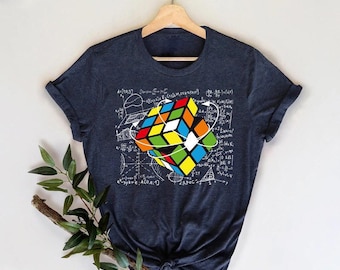 Colorful Rubik's Cube T-Shirt: Math Formula Puzzle Tee