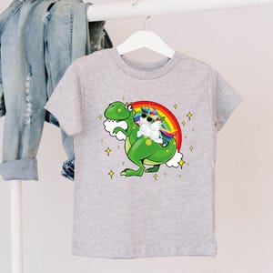 Dinosaur and Unicorn Kids Shirt - Cute Toddler Summer Tee Bild 2