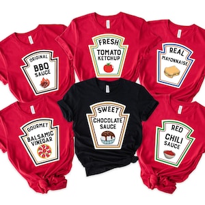 Condiments Halloween Group Costume Shirts, Pumpkin Spice Season Condiments Team Shirts, Thanksgiving Costume Condiments Women Squad Shirts