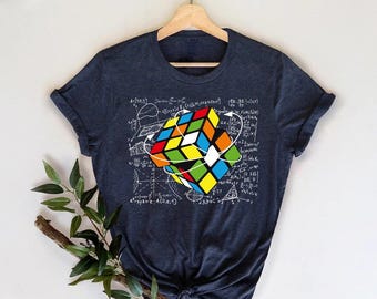 Colorful Rubik's Cube T-Shirt: Math Formula Puzzle Tee