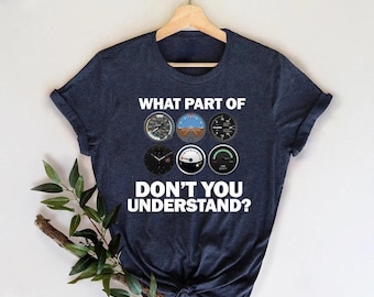 Funny Pilot Shirt: Airplane Instrument Panel Tee, Aviation Gift