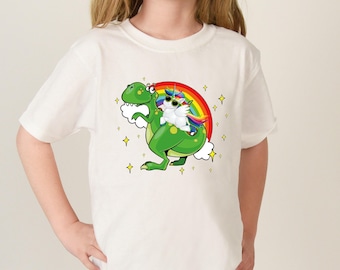 Camiseta infantil de dinosaurio y unicornio: bonita camiseta de verano para niños pequeños