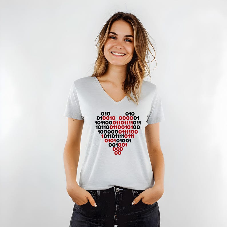 Binary Code Heart Sweatshirt - Computer Geek Love Shirt - Love or Not Tee afbeelding 6