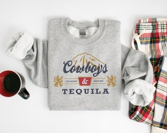 Sudadera de vaqueros y tequila - Camiseta de concierto de rodeo del oeste