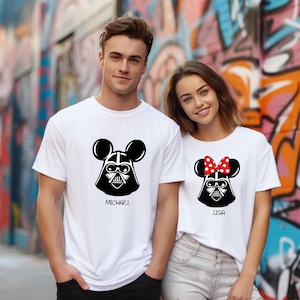 Disney Star Wars Shirts,Darth Vader Couple Shirts With Custom Name,Personalized Star Wars Shirts,Mickey And Minnie Mouse Ears Matching Shirt