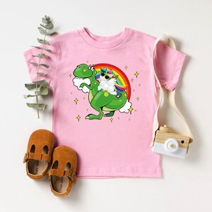 Dinosaur and Unicorn Kids Shirt - Cute Toddler Summer Tee Bild 3