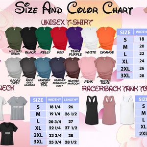 a women's size and color chart for mickey mouse