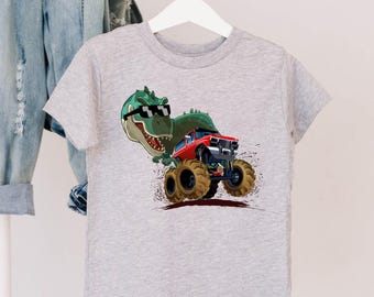 Monster Truck T-Rex Kids Shirt, Dinosaur Truck Lover Gift