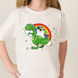 Dinosaur and Unicorn Kids Shirt - Cute Toddler Summer Tee Bild 1