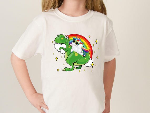 Dinosaur and Unicorn Kids Shirt - Cute Toddler Summer Tee