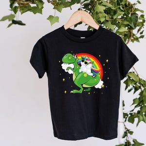 Dinosaur and Unicorn Kids Shirt - Cute Toddler Summer Tee Bild 4