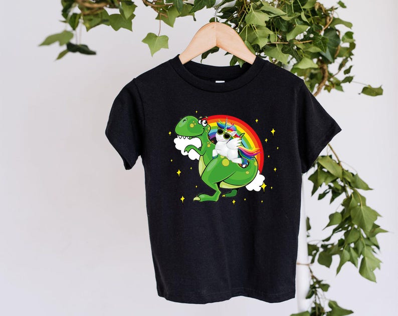 Dinosaur and Unicorn Kids Shirt - Cute Toddler Summer Tee Bild 4