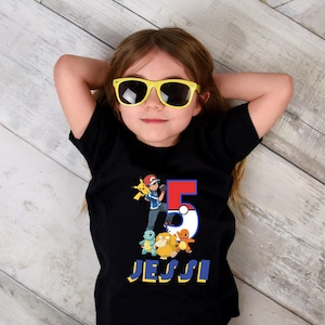 Custom Pokemoon Birthday Shirt, Personalized Name Age Birthday Shirt, Personalized Kid Birthday T-Shirt, Birthday Shirt Toddler