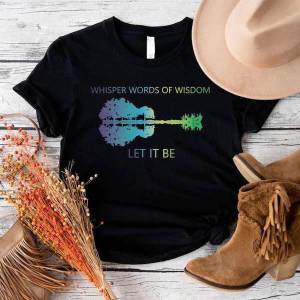 Let It Be Guitar Lake T-Shirt: Watercolor Beatles Song Lyrics Tee