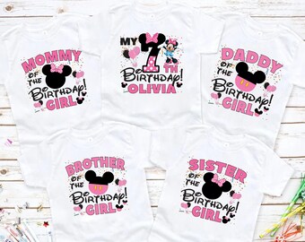 Disney Birthday Shirts for Girls, Family Matching (Custom Names)