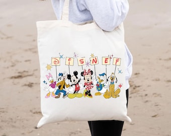 Vintage Mickey & Friends Tote Bag: Disneyland Trip, 100% Cotton Canvas