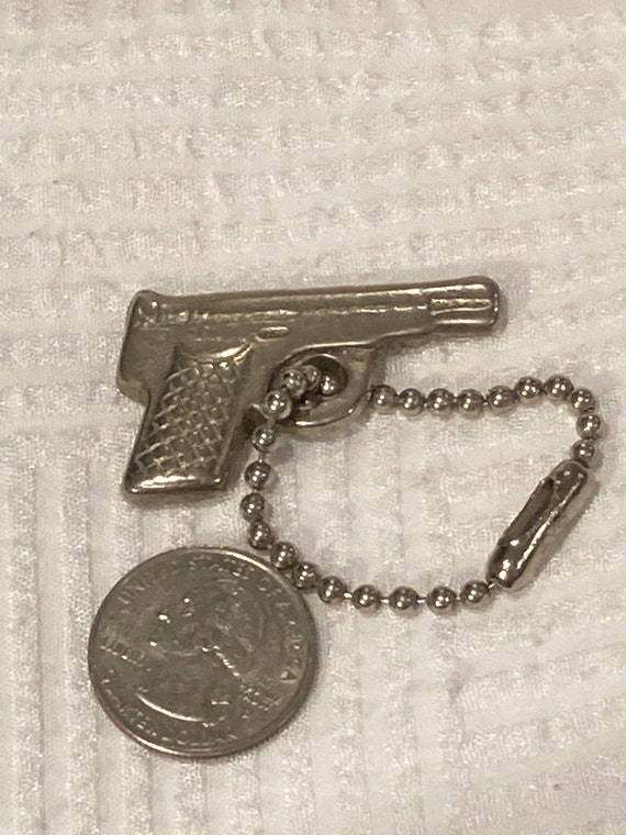 Tiny Gun keychain, silver toned keepsake, key rin… - image 7