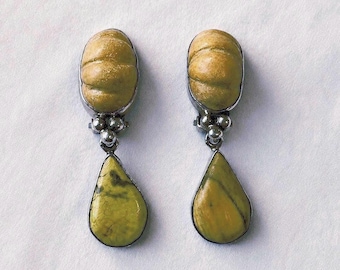 Rebecca Collins earrings -  Imperial Jasper Sterling Clip-On – Dallas based  Artist Statement Pair