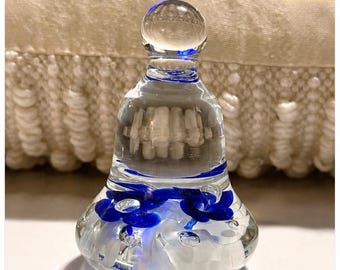 Handblown Floral Bell Paperweight – Vintage Joe St. Clair Art Glass 3.5”