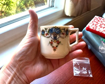 Vintage Occupied Japan Demitasse Cup and Saucer Blue Floral Porcelain 1945–1952