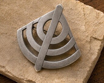 Vintage M. Kelly Waters Modernist Brooch Pendant, 1970s Geometric Studio Jewelry, Wearable Art Statement Pin