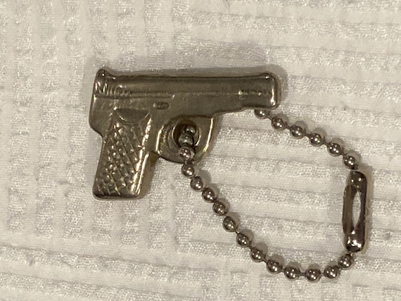 Tiny Gun keychain, silver toned keepsake, key rin… - image 2