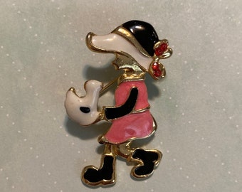 Vintage Swing Leg Figural Brooch: 1960s Retro Chic, quality, pink and black statement jewelry