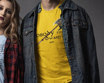 Nobody Tosses a Dwarf! – Unisex Jersey Tee, Fantasy Adventure Shirt