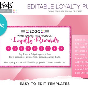 Colorstreet Loyalty Punch card, editable, template, Loyalty Punch card, editable Loyalty Punch card, Colorstreet Marketing