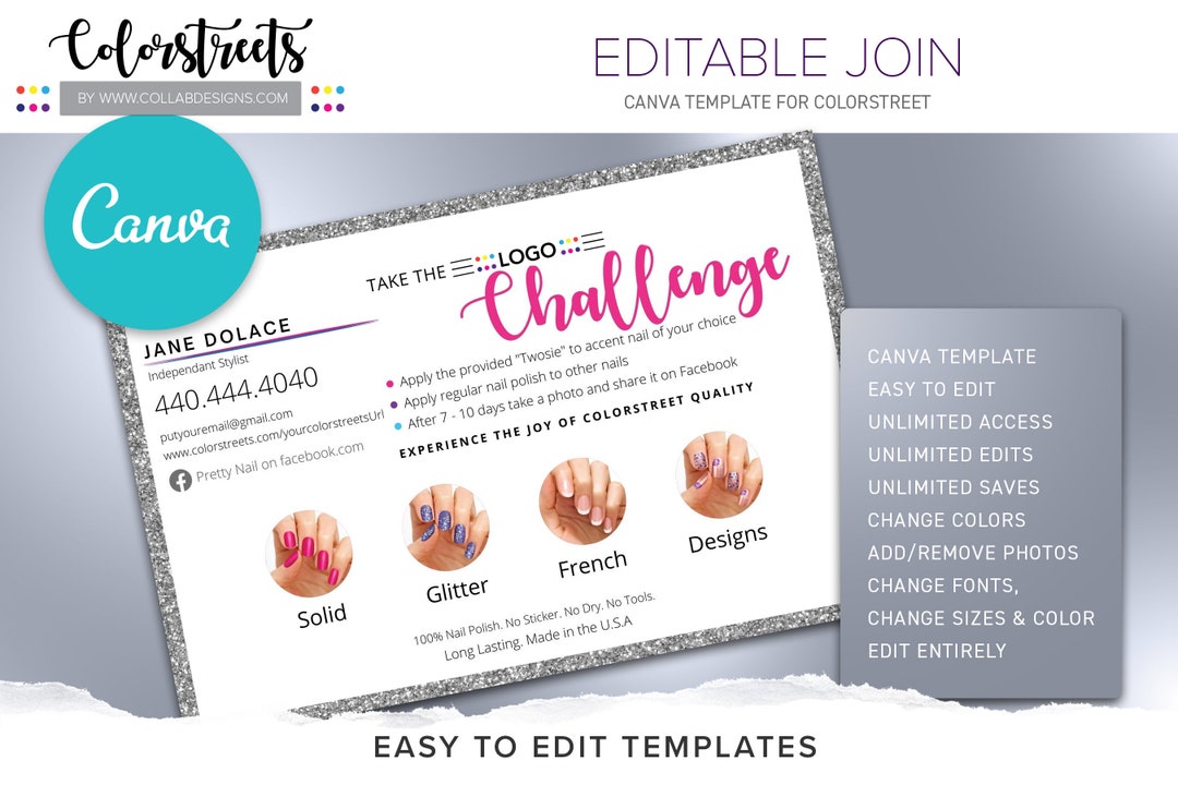 Colorstreet Twosie, Editable, Template, Twosie Postcard, Colorstreet ...