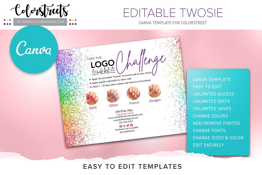 Colorstreet Twosie, Editable, Template, Twosie Postcard, Colorstreet ...